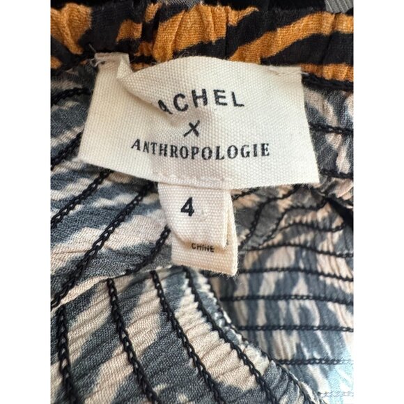 ANTHROPOLOGIE Kachel Tiger-Striped Jumpsuit in Yellow Black Womens Size 4 - Picture 6 of 8